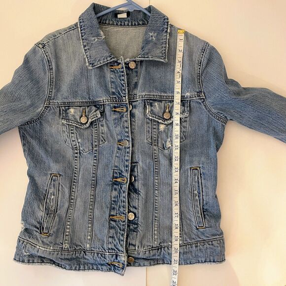 J.Crew Vintage Distressed Denim Jean Jacket Relaxed Fit Medium Blue Wash Women M - Picture 10 of 16
